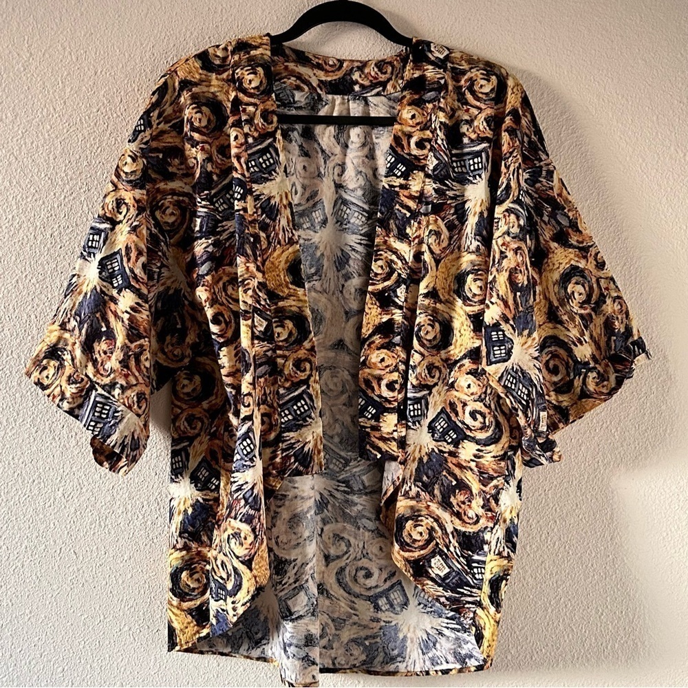 Dr. Who Vincent Van Gogh Stating Night Open Front Cardigan Fits Sz Small/Medium